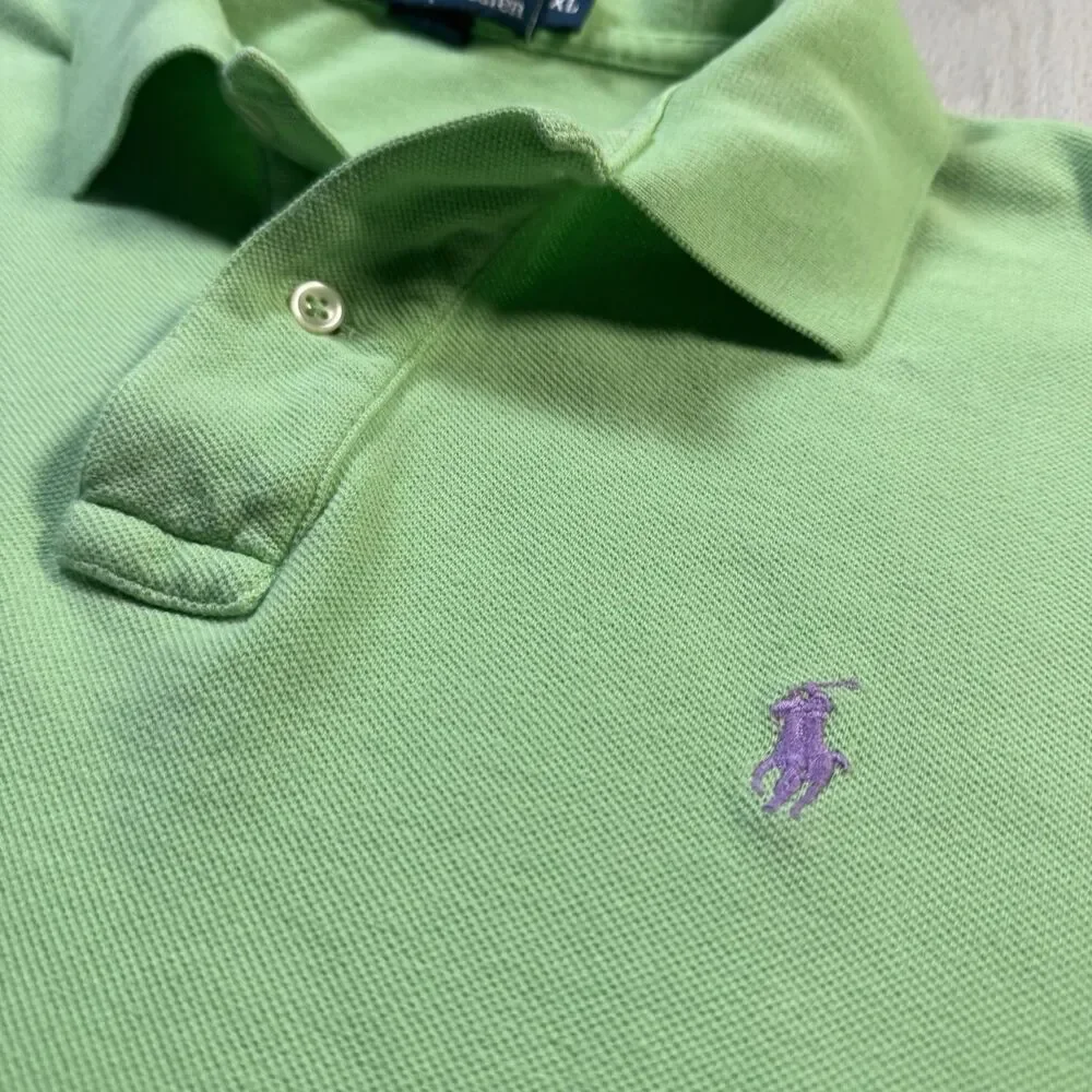 Vintage Polo Ralph Lauren Golf Shirt Mens XL Lime Green Pony Logo Preppy Classic